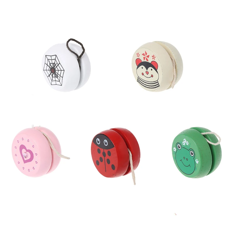 Cute Animal Print Wooden Yoyo Toys Ladybug Toy Kids Yo-Yo Creative Cartoon frog Yo Yo Toys for Children 5cm Wooden Yo Yo Ball