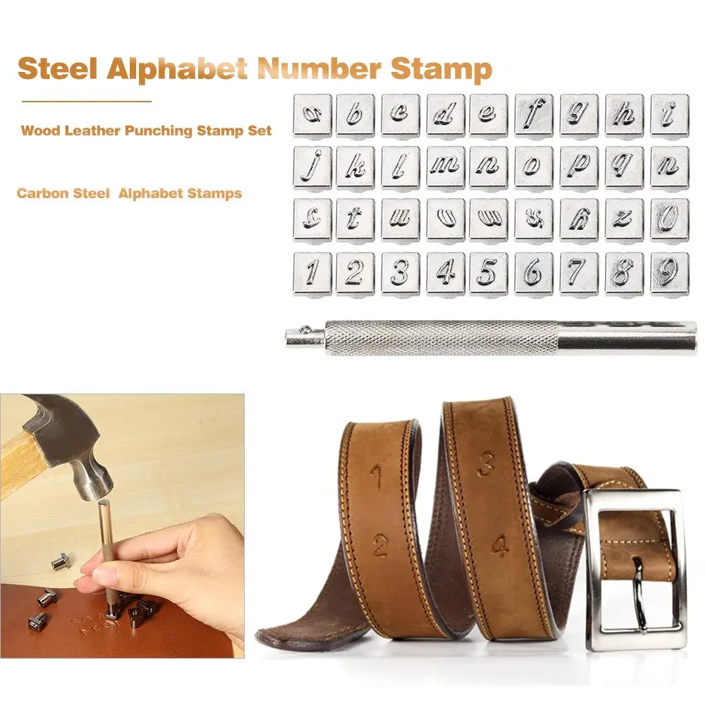 36Pcs ตัวอักษร Punch Stamp Punch Set สำหรับหนังหัตถกรรมชุดเครื่องมือโลหะหนัง Punch เครื่องมือ Staming Leathercraft