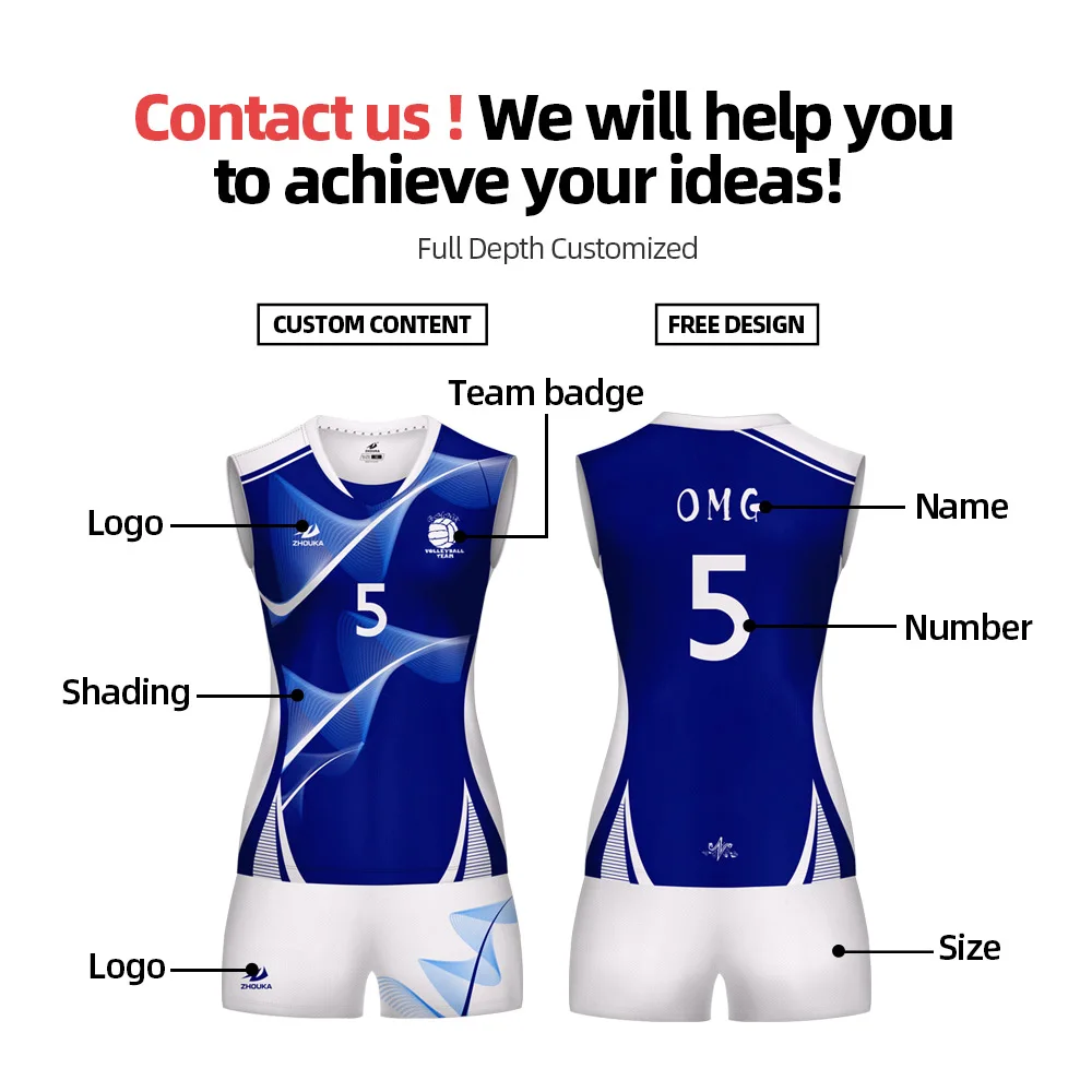 Customized Volleyball Uniform For Women Sublimation Printing Breathable Sports Sets For Women Jerseys Volleyball Shirt