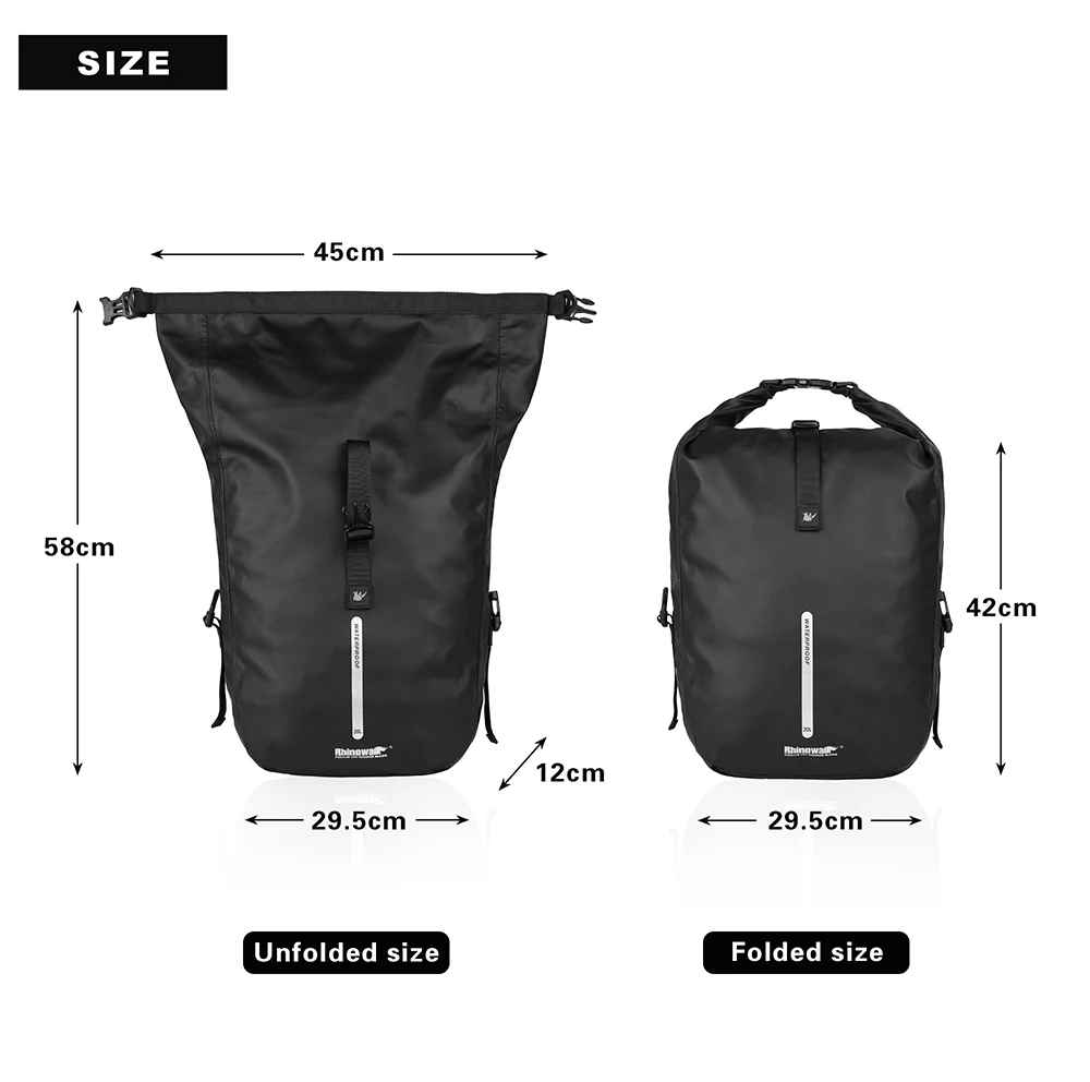 Rhino walk Bike Packt asche wasserdicht 27l Fahrrad Side Pack multifunktion ale Rücksitz Radfahren Travelling Storage Bikepacking – Detail 15