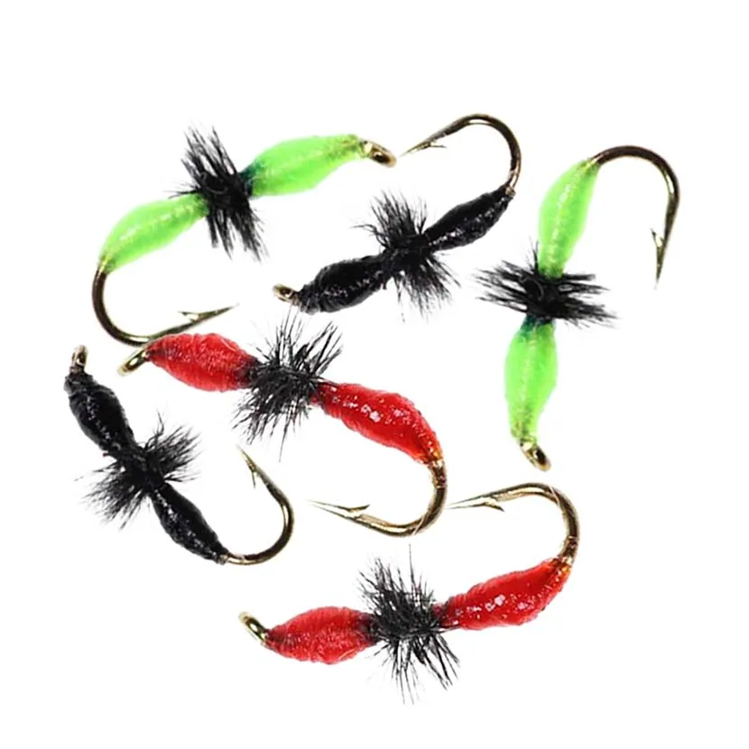 5 Stück Messing Perlen kopf Pfau Herl Summer Fliegen eis fischen Fliegen köder Jig Nymphe Larvea für Forellen barsch Bluegill Angeln – Detail 12