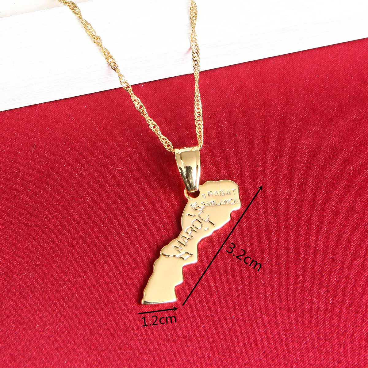 Gold Color Maroc Map Pendant Necklace For Women Men Morocco Map Jewelry