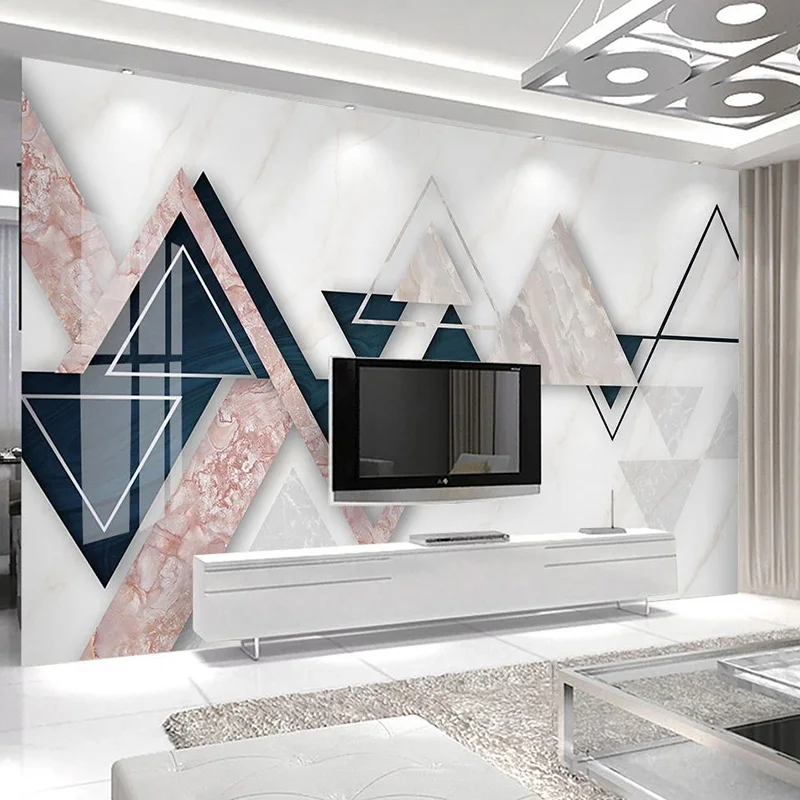 Custom Photo Mural Papel De Parede 3D Geometric Marble TV Background Wall Painting Living Room Bedroom Wall Papers Home Decor