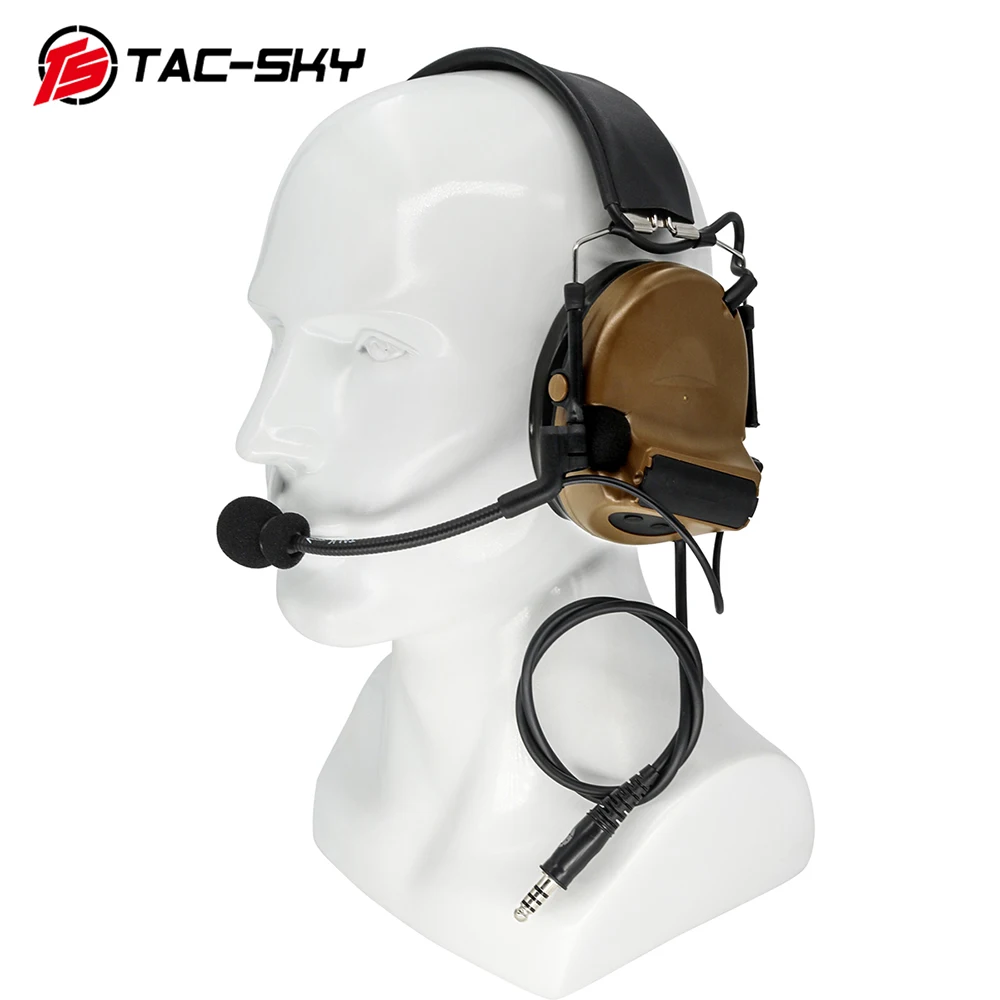 TAC-SKY Tactical Headset COMTAC II Pickup and Noise Reduction Military Airsoft Headphone Hearing Protection Shooting Headset