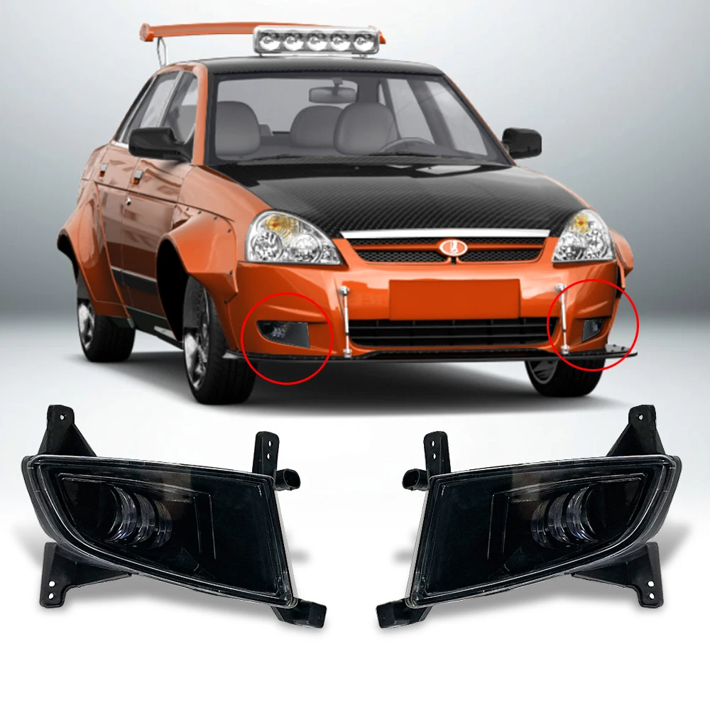 

2pc LED Fog Lamp Assembly Super Bright 30w 6000k 12v Led Bumper Lights for LADA Priora 2170 and Some Russia Car