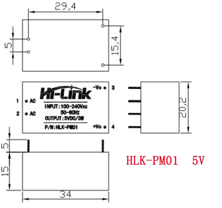 5V 600mA (3W) Isolated Switching Power Supply 220V Adjustable Step-Down  HLK-PM01 HLK-PM03 HLK-PM12 Switch Power Module