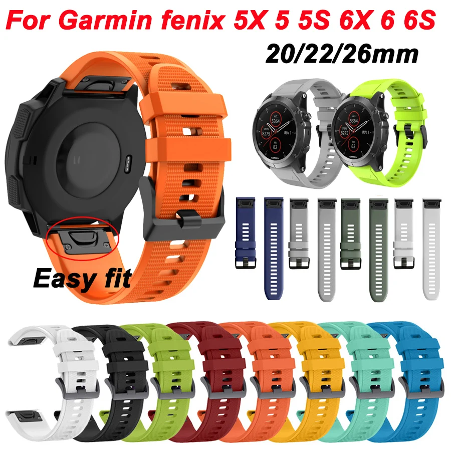 

26 22 20 мм ремешок для умных часов Garmin Fenix 6 6S 6X 7 7X 5X 5 5S Quickfit для Fenix 7X Fenix 6X 8 ремешок силиконовый браслет