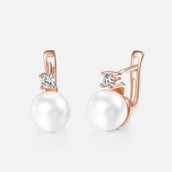 Earrings For Women Girls 585 Rose Gold Color Cubic Zirconia Earrings Women's Fashion Jewelry Valentines Gifts For Women KGE128