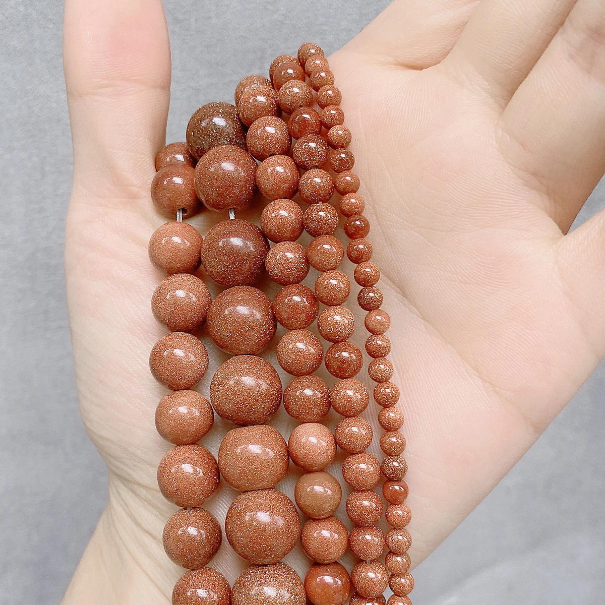 New Arrival Beads Set  Goldstone  4/6/8/10/12MM Selectable Natural Stone Beads For Jewelry Making Bulk  38CM/Strand