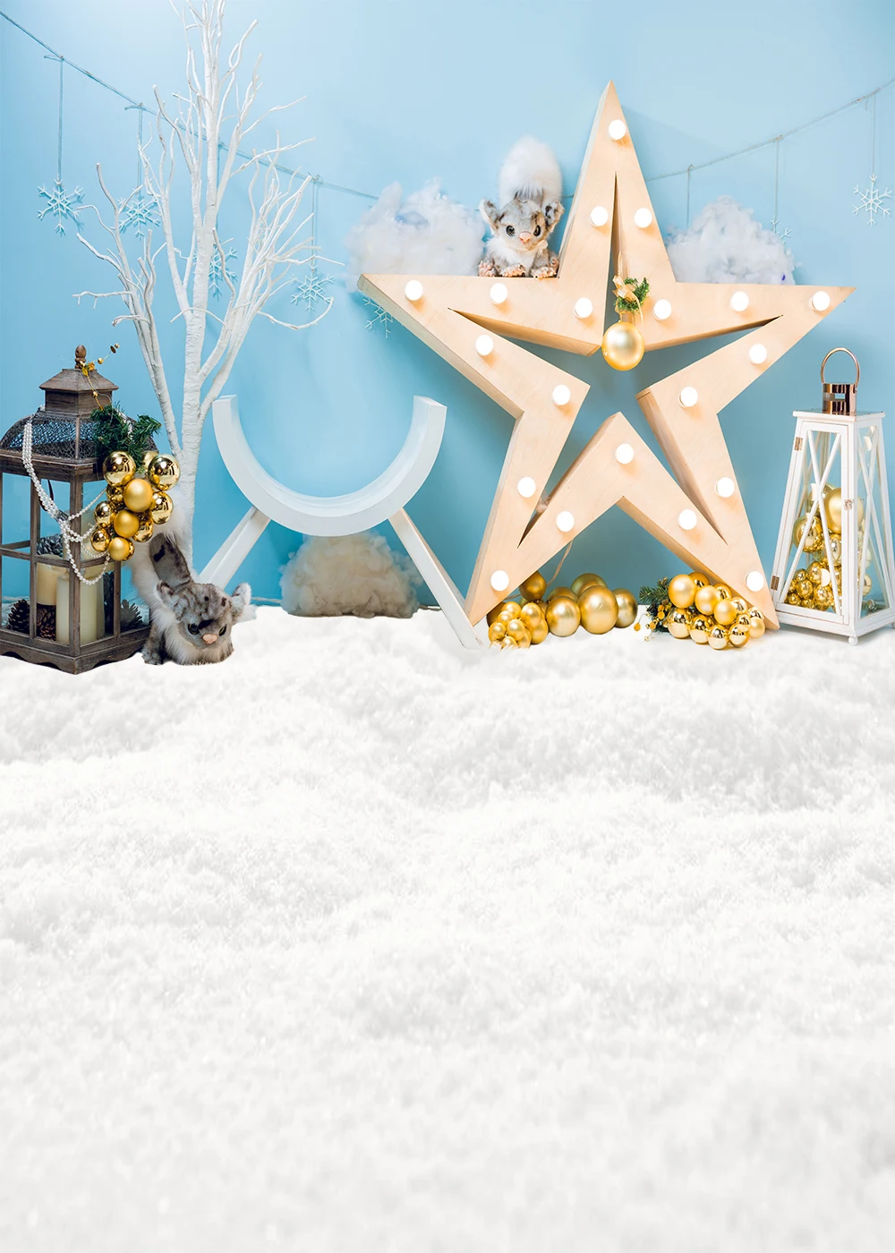 Capisco Christmas Photography Background Tree Squirrel Gift Star Snow Kids Children Party Backdrop Banner Studio Props Decor