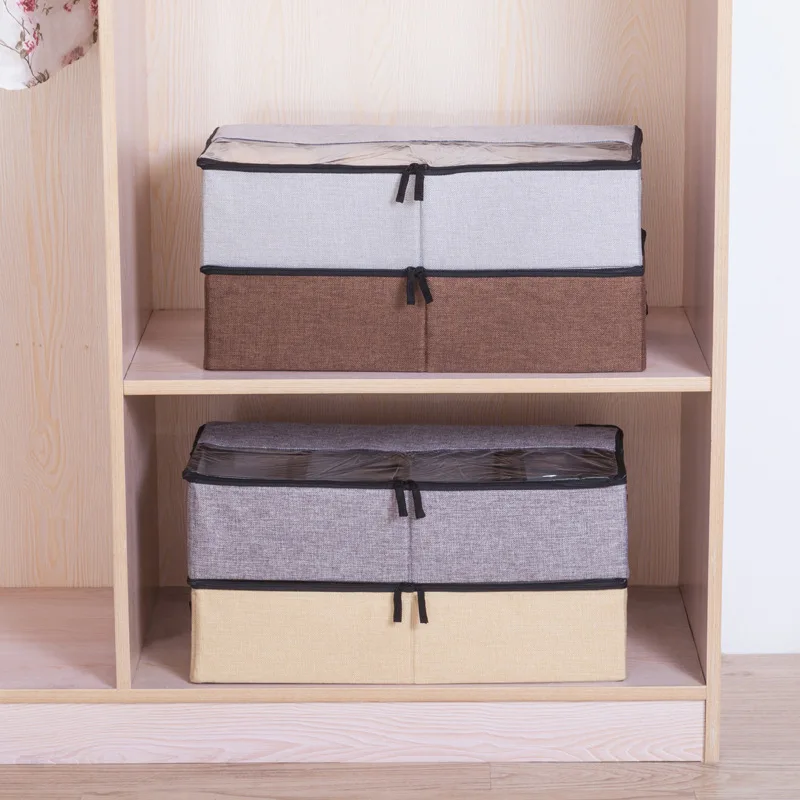 

Foldable Storage Box For Shoes Wardrobe Closet Organizer Sock Bra Underwear Cotton Storage Bag Under Bed Organizer Box