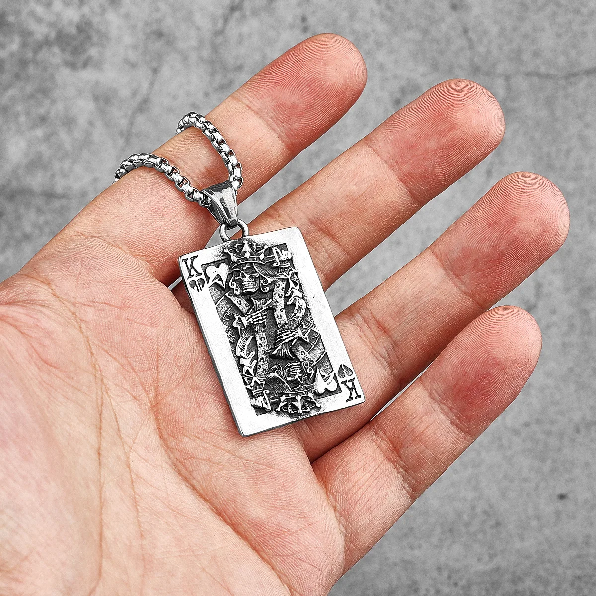 Spade King Skull Poker Stainless Steel Men Necklaces Pendants Chain Punk for Boyfriend Male Jewelry Creativity Gift Wholesale
