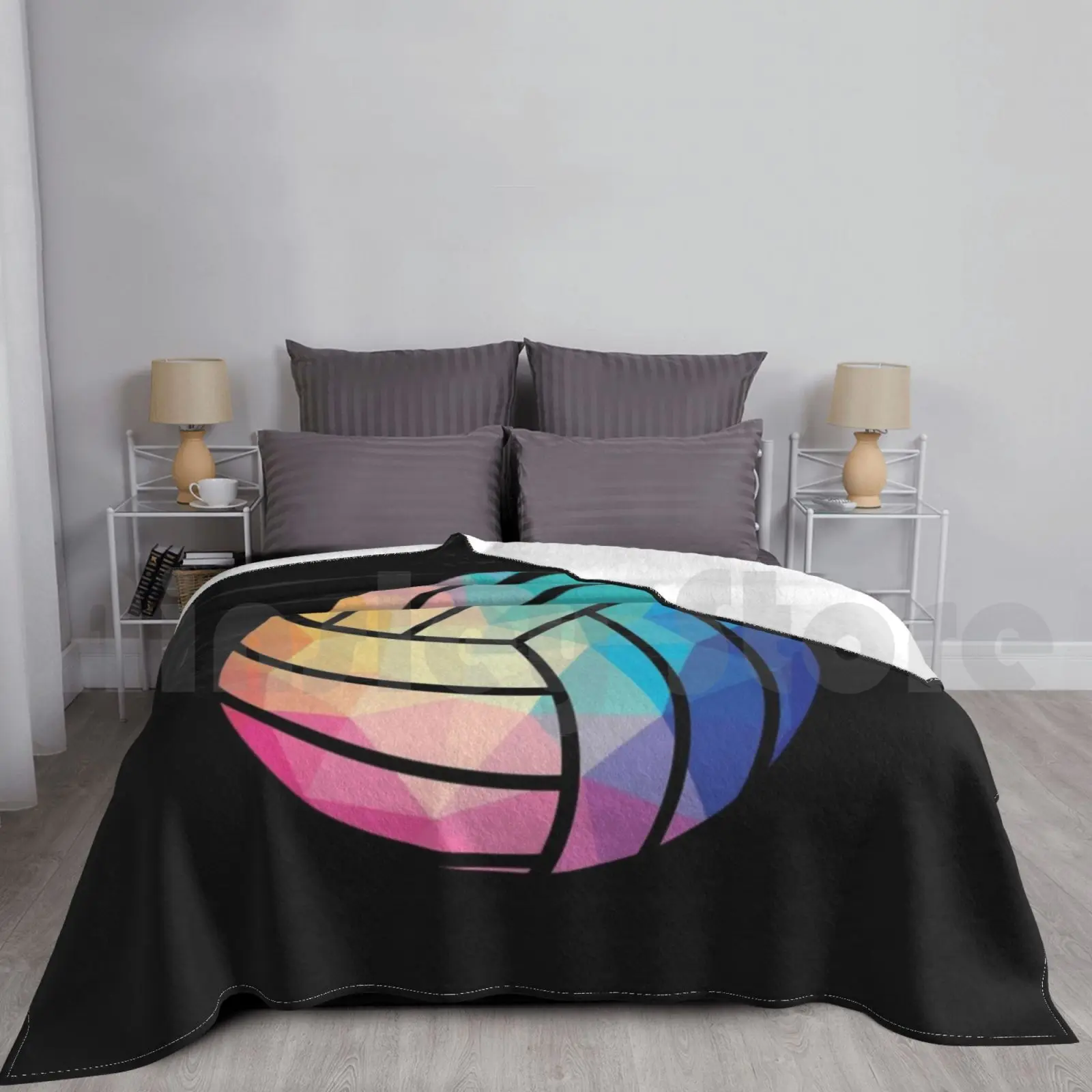 Geometric Volleyball Shape Low Poly Volleyball Gift Blanket Fashion Custom Volleyball Volleyball Volleyball