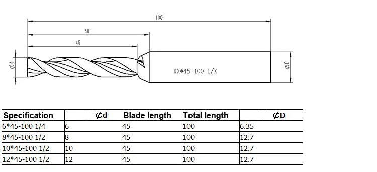 6,8,10,12mm Upcut HSS Spiral Router Bit 1/2 and 1/4 Shank