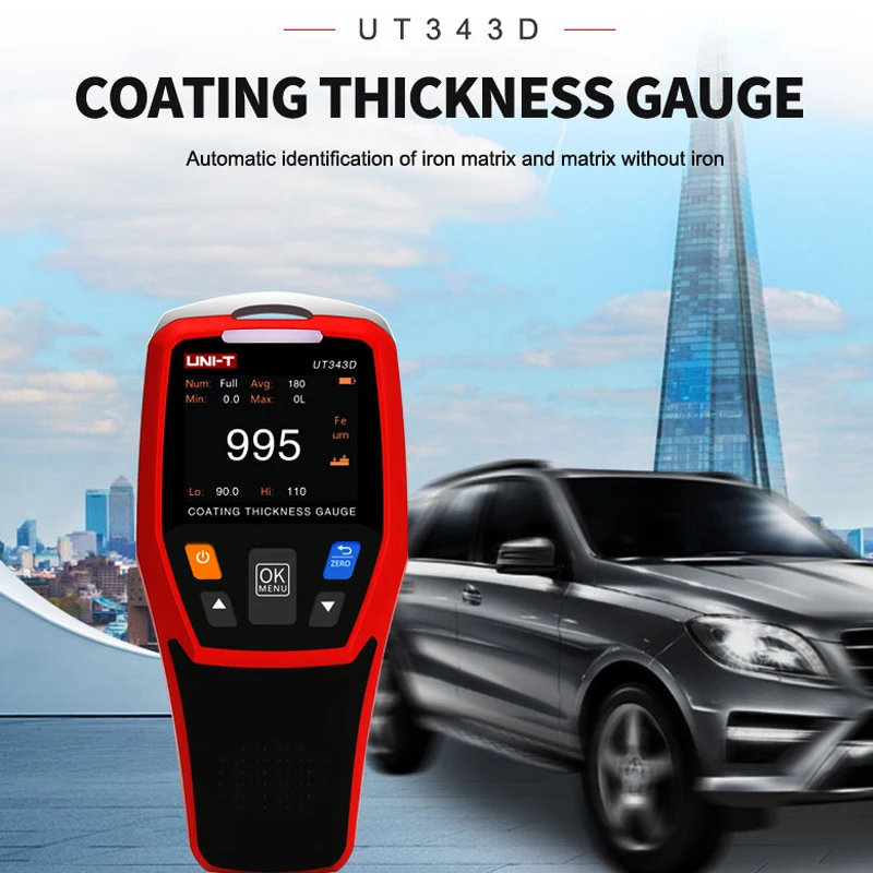 UNI-T UT343D Car Paint Coating Thickness Gauge Digital Meter Film Tester NFE Measurement Electroplate Metal Ferrous Materials