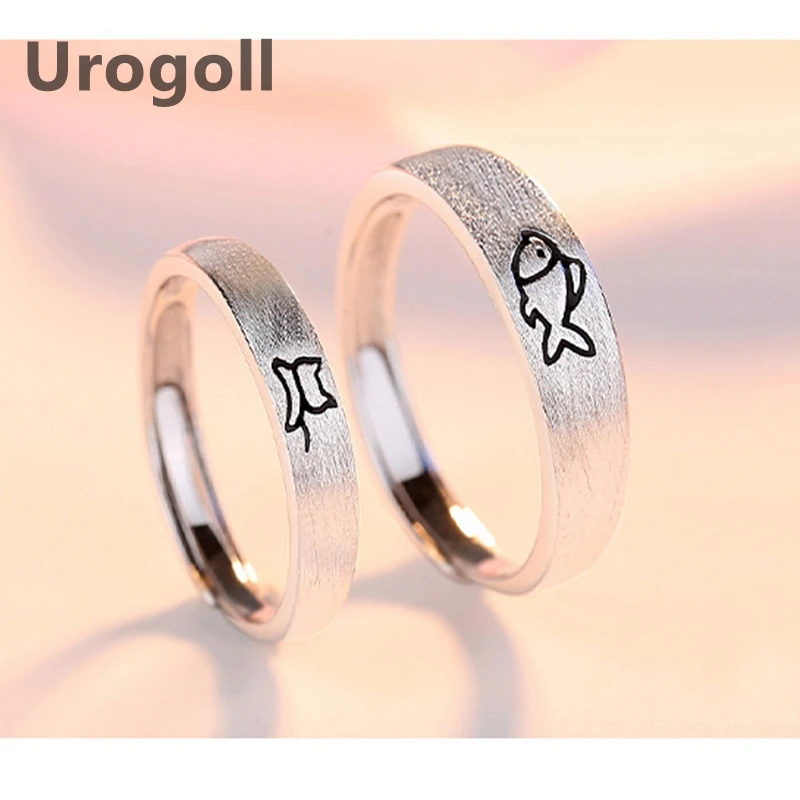 Fashion Ring For Women 100% Real 925 Sterling Silver Rings Wedding Bride Couple Jewelry Ring Cat & Fish Valentine Gift For Lover