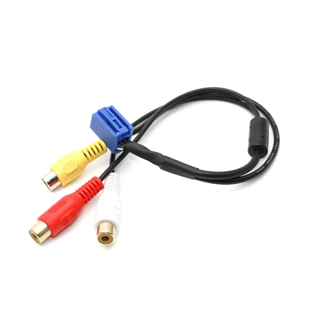 6 Pin Plug Extend 3 RCA Audio Vedio Input Car Cable Adapter For Toyota DVD Navigation Headunit Blue AV Port