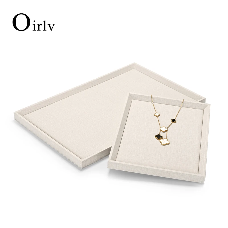 Oirlv Newly White PU Leather Pendant Display Trays 45*30*2cm Jewelry Organizer Pallet for Shop Cabinet