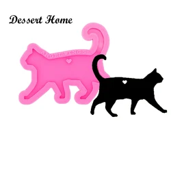 DY0399 Shiny Cat Walking Mold Craft Keychain Resin Silicone Mould, Fondant Chocolate Sugarpaste Cake Mould