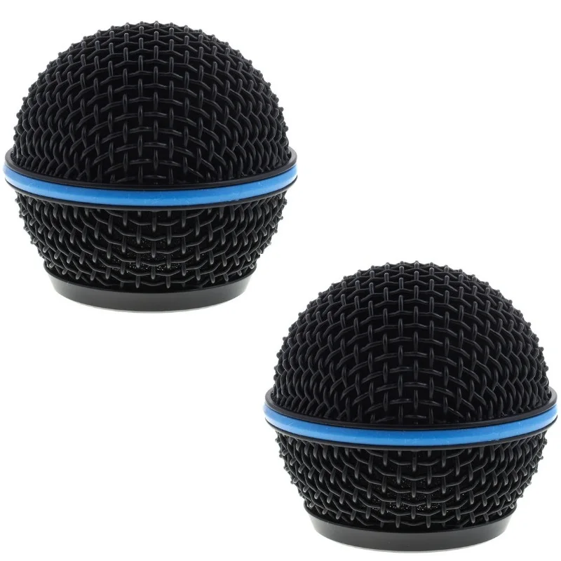 Bolymic 2 Pack Black Microphone Grill for Shure RK323 Beta58 Grille with Blue Ring Windscreen