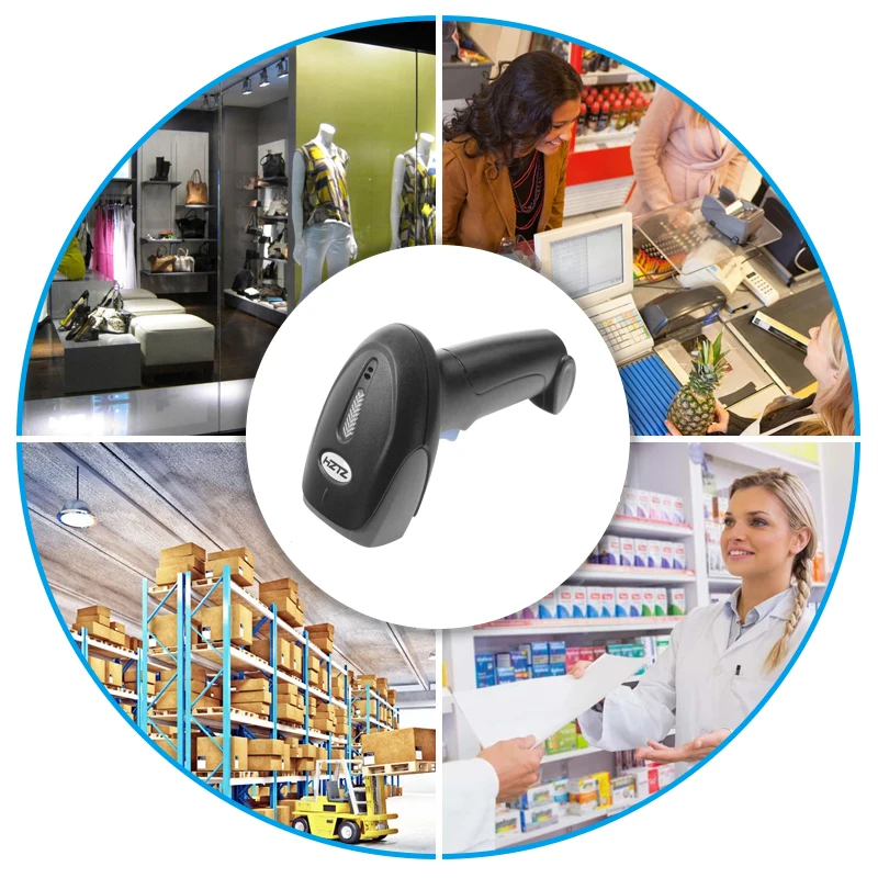 HZTZ Wireless Barcode Scanner USB Verdrahtete/2,4G Wireless 1D Bar code Reader für Inventar POS-Terminal