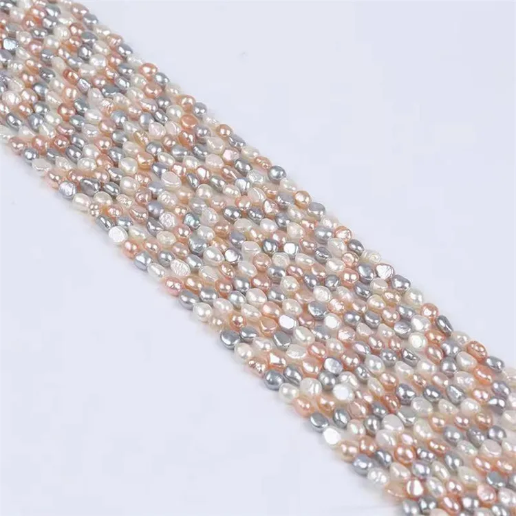 Real pearls Natural 5-6mm multi color Freshwater Baroque Shape Pearl strands