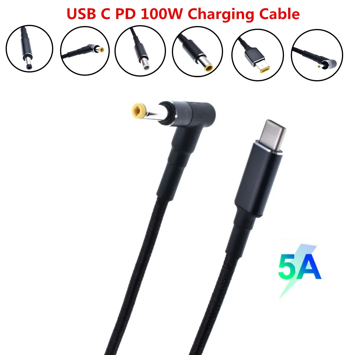 100W USB C Type C PD Power Supply Charger Adapter Fast Charging Cable Cord for Dell Asus Lenovo Notebook Power Supply Cable