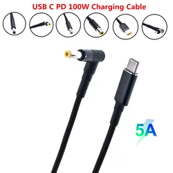 100W USB C Type C PD Power Supply Charger Adapter Fast Charging Cable Cord for Dell Asus Lenovo Notebook Power Supply Cable