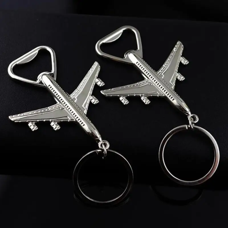 Birthday Wedding Party Gift Airplane Aircraft Keychain Beer Bottle Openers Plane Shape Keyring LX8655