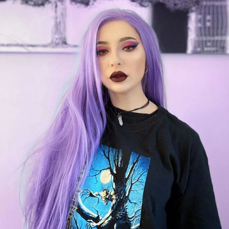 Neon Green Long Wigs for Women Silky Straight Natural Hairline Synthetic Lace Front Wig Purple Blue Grey Heat Reasistant Hair