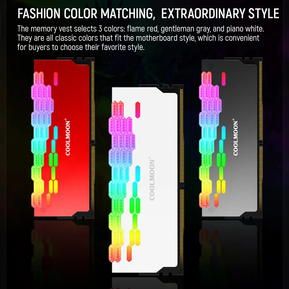 COOLMOON RA-2 رام التنين درع الذاكرة بالوعة الحرارة 5 فولت ARGB المبرد الصدرية 3 4 دبوس مسند تبريد للاب توب مدمج به مكبر صوت المبرد ل كمبيوتر مكتبي PC