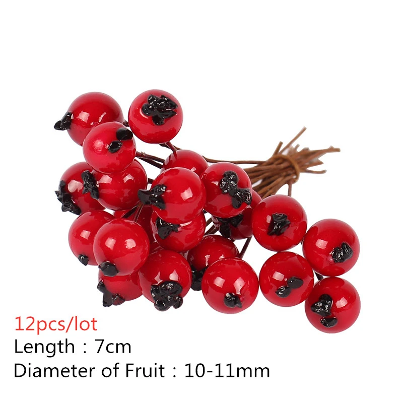 5/10/12Pcs Mini Künstliche Blume Obst Staubblätter Kirsche Weihnachten Kunststoff Perle Beeren für Hochzeit DIY Geschenk box Dekoriert Kranz – Detail 17