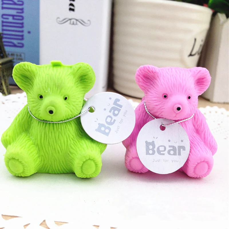 

2pc Schoolbag Bear PencilEraser With Pencil Sharpener Student Creative Novelty Kids Stationery Promotion Office School Supplies