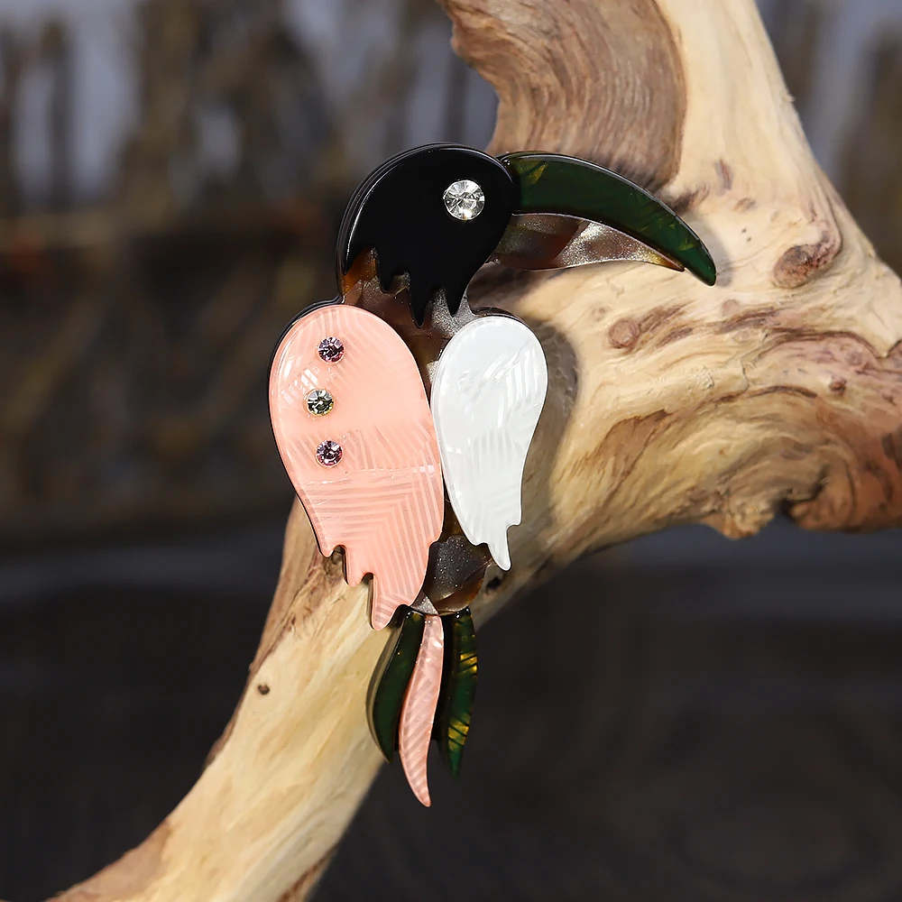 

Handmade Big Mouth Arcylic Bird Brooches Beauty Bird Animal Party Office Casual Brooch Pins Clothes Jewelry Accessories