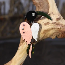 Handmade Big Mouth Arcylic Bird Brooches Beauty Bird Animal Party Office Casual Brooch Pins Clothes Jewelry Accessories