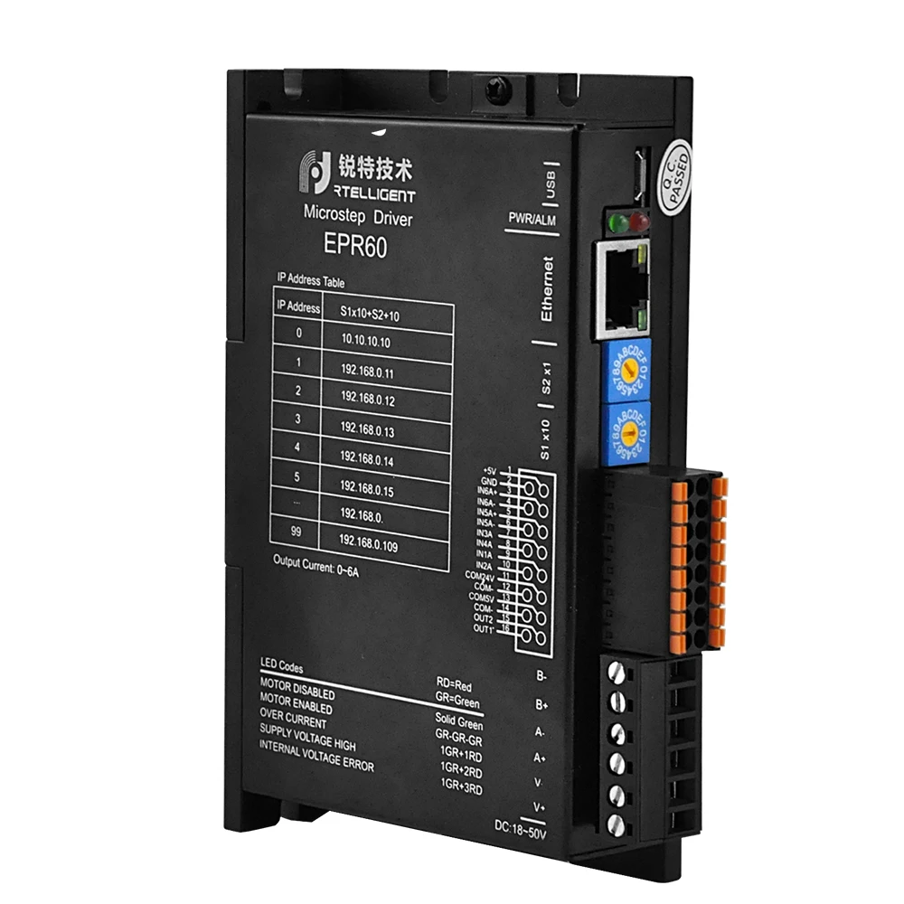 Rtelligent Nema 23 24 Stepper Motor Driver Ethernet Fieldbus EPR60/EPT60 Adopt MODBUS/TCP Protocol Compatible with 10M/100 bps