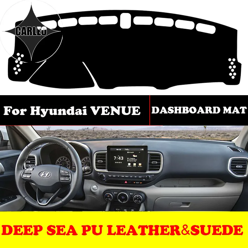 Custom for Hyundai Venue Dashboard Avoid Light Pad Instrument Platform PU Leather Suede Insulation Mat