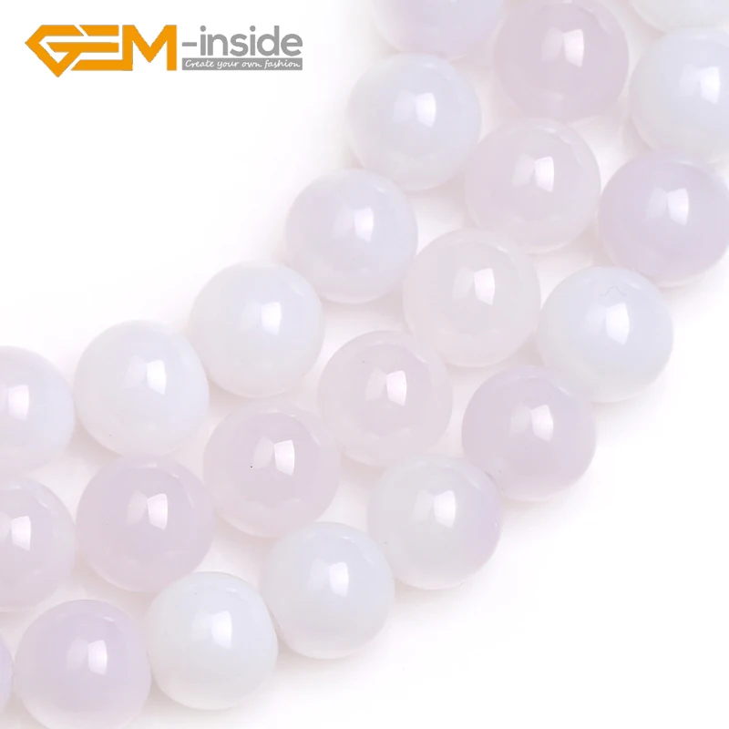 3/4/6/8/10/12/14mm Round White Agates Beads Natural Stone Loose Bead For Jewelry Making DIY Neckalce Bracelet Strand 15 Inches