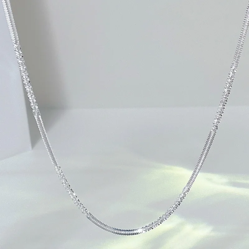 S925 Sterling Silver Sparkling Twine Necklace Women Fashion Clavicle Chain Fine Jewelry Choker for Wedding Gift