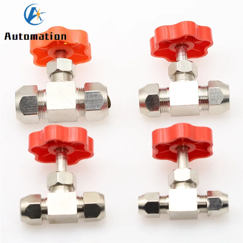 1pcs Ball Valve 6mm 8mm 10mm 12mm Pipe Orange Plastic Handle Metal High Pressure Durable Tube  Needle Type Globe Valve