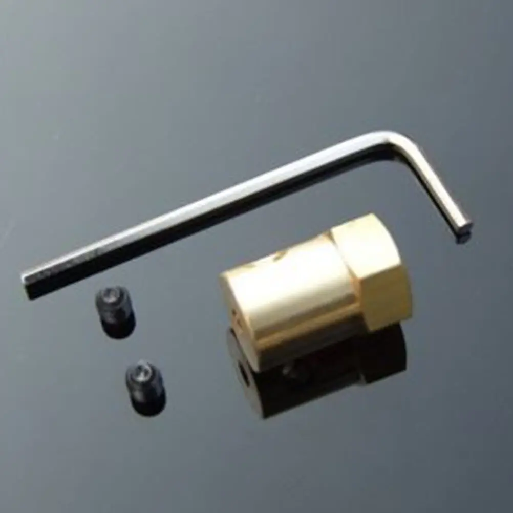 3Mm/4Mm/5Mm/6Mm/7Mm/8Mm Hex ตัวเชื่อมต่อทองเหลืองยืดหยุ่นเพลามอเตอร์ Coupling สกรูประแจ
