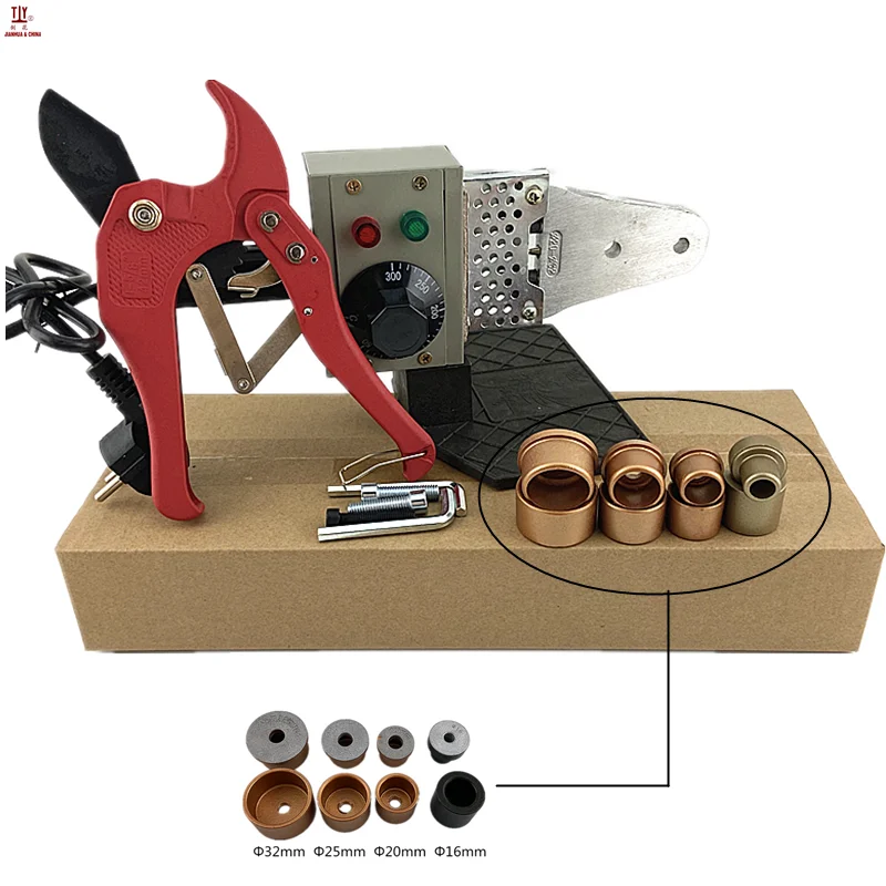 JIANHUA-máquina de soldadura Ppr semiautomática con cortador de tubos de 42mm, elemento calefactor para tubos de plástico, 16-32mm, 1 Juego
