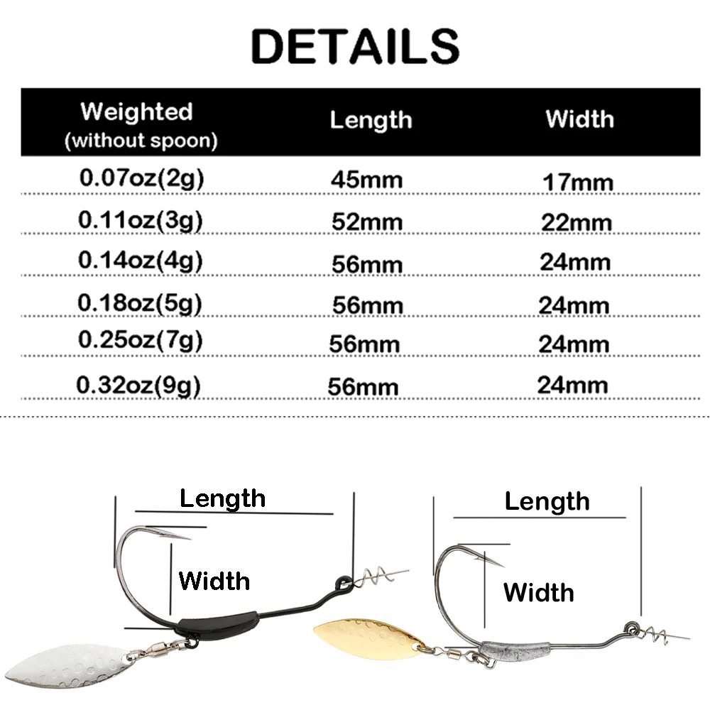 ATUENO 4pcs Offset Fishing Hooks Weighted Crank Hook With Spoon Sequins Fishing Hook Fish Hooks Fit for Texas Rigs Fishing view 2