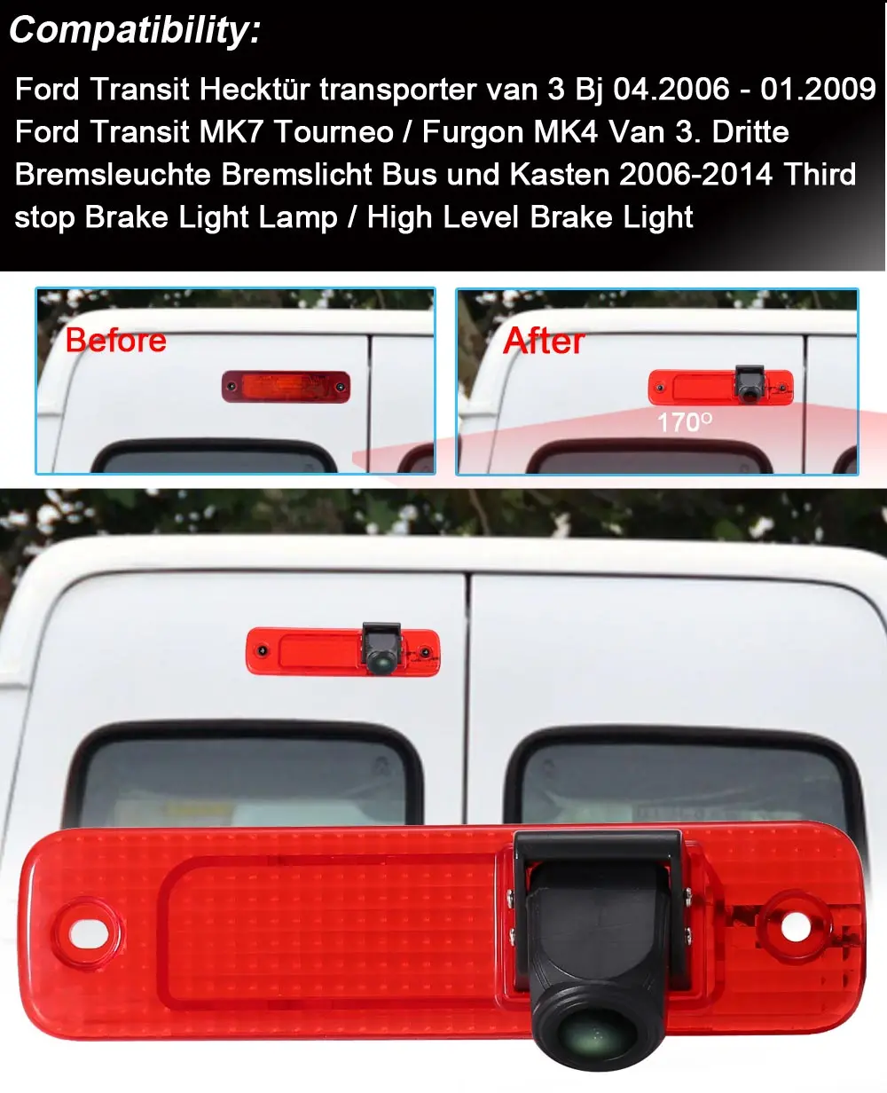 100% Top Qualität gale 18mm lens Car back up reverse light for Ford Transit Hecktur transporter van 3 Bj 04 2016 2009 Bus camera