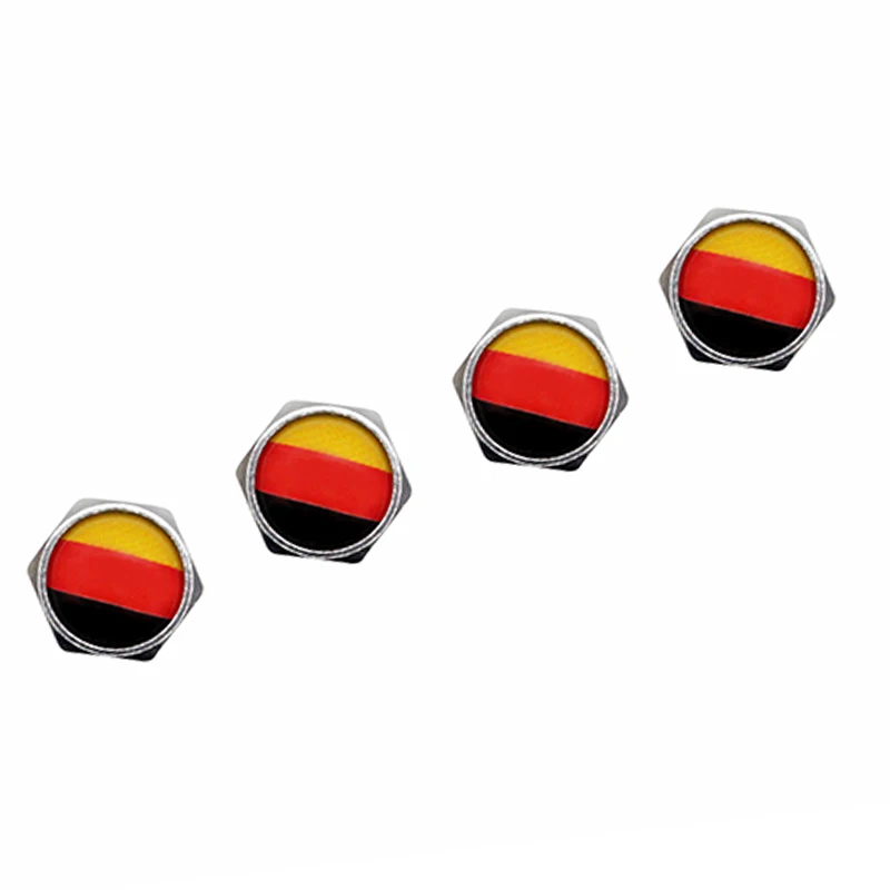 4Pcs/Pack Car Accessories for VW Audi Benz BMW Germany Flag Logo Sticker Sliver Wheel Tire Valve Caps Stem Covers Auto Styling