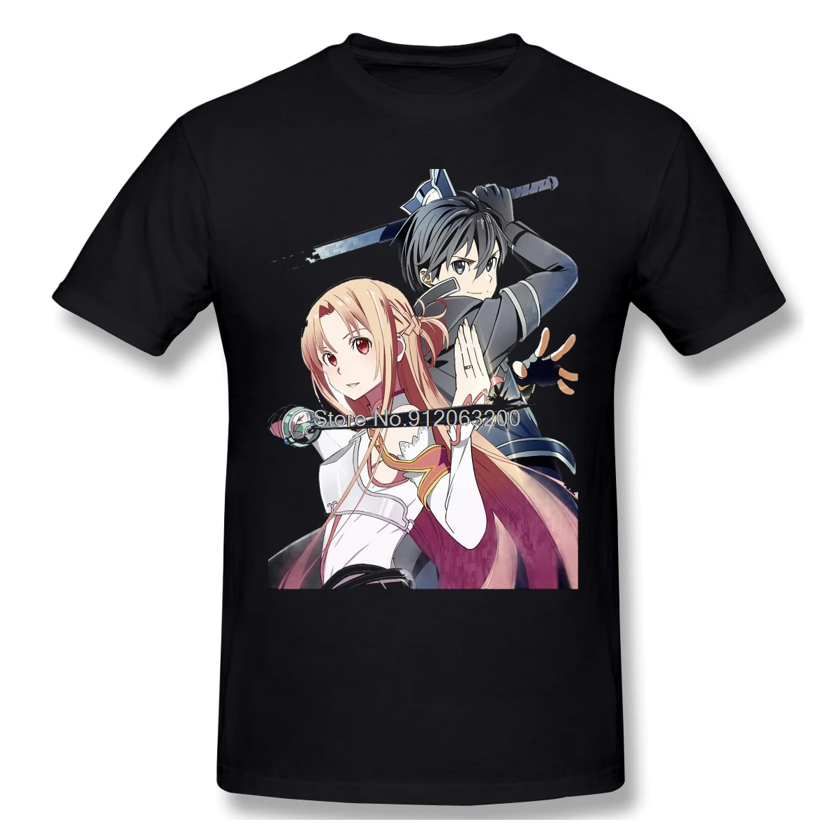 Customization Clothing Sword Art Online Alicization Sao T-Shirt - Asuna And Kirito Fashion Short Sleeve For Men tees