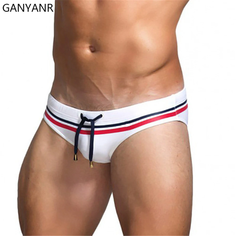 GANYANR Swimwear Men Swimming Trunks Swim Suit Briefs Swimwear Sexy Shorts Bikini Swimsuit Gay Wear Sunga Pouch Beachwear Surf