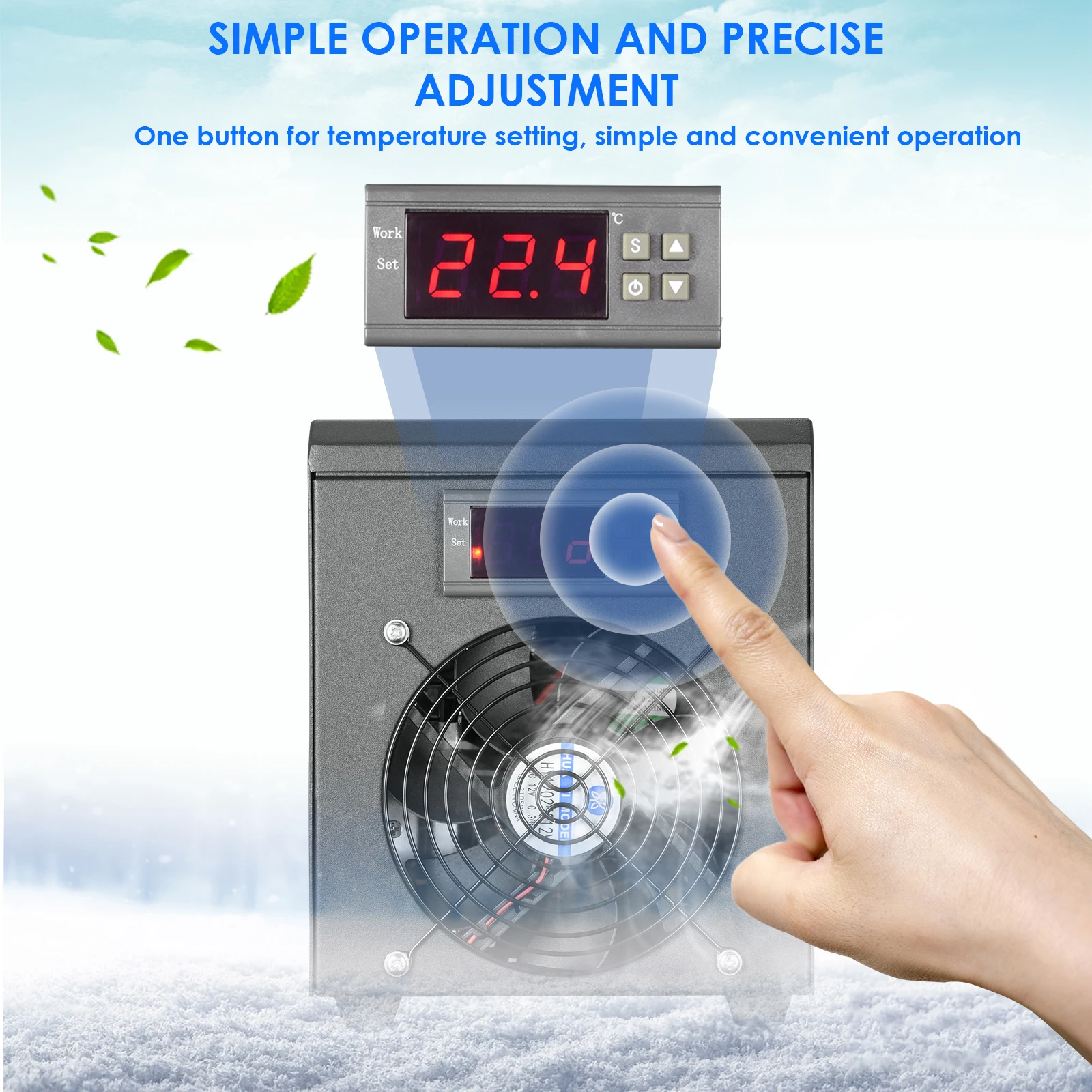 180W Aquarium Water Chiller 60L Fish Tank Cooler Heater System 10-40℃ Constant Temperature Device Sustainable Refrigeration