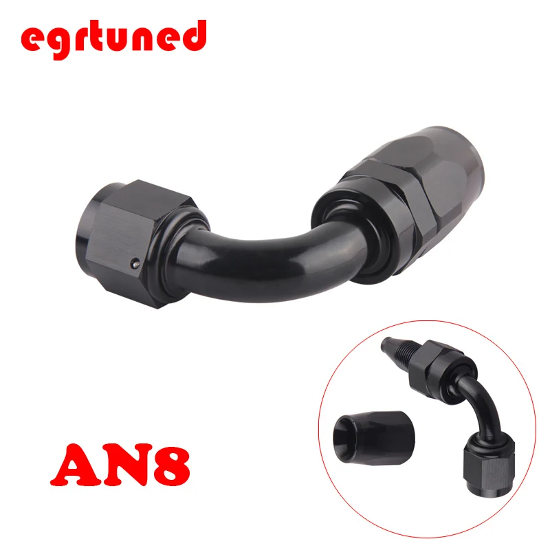 AN8 Straight 45 90 180 Degree Oil Fuel Swivel Hose End Fitting Oil Hose End Adaptor Kit Black JT41