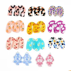 6PCS/lot U-Shape Fruit Leopard Portrait Flowers Jewelry Accessories Hand Made Earrings Connectors DIY Pendant Components Charms